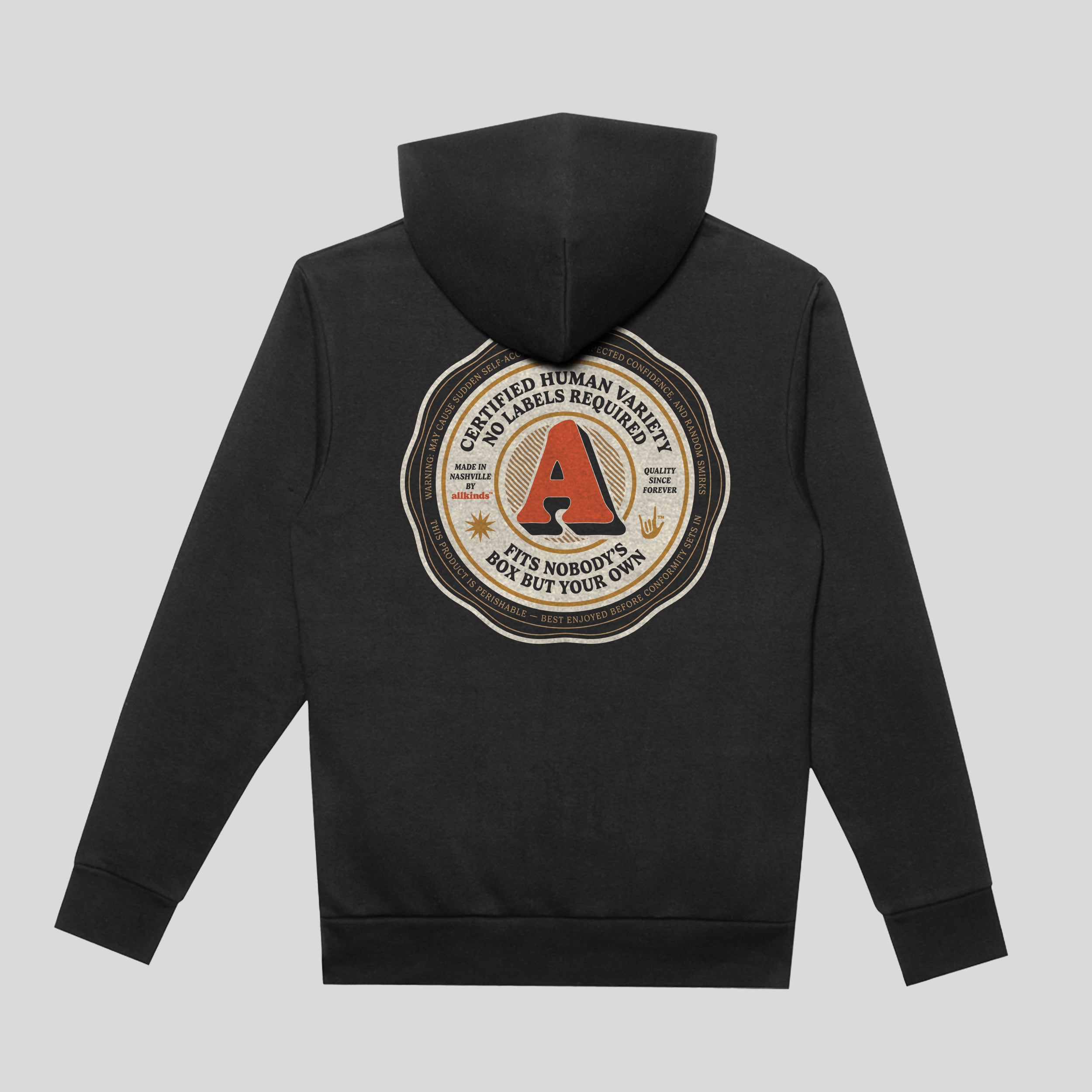 the 'labels' hoodie
